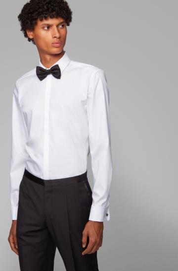 Koszula BOSS Slim Fit Cotton Business Białe Męskie (Pl00982)